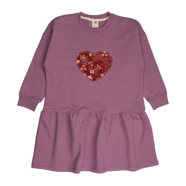 Kinder Sweatkleid GOTS-zertifiziert aus Bio-Baumwolle beerenlila mit Herz-Motiv – Walkiddy von Walkiddy