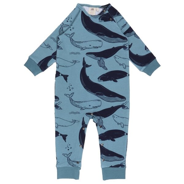 Walkiddy Whale Friends - Dunkel Blau - Strampler lang Arm von Walkiddy