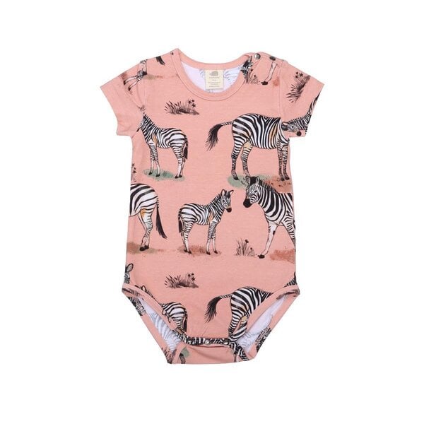 Walkiddy Zebra Family - Rosa - Kurzarm Body von Walkiddy