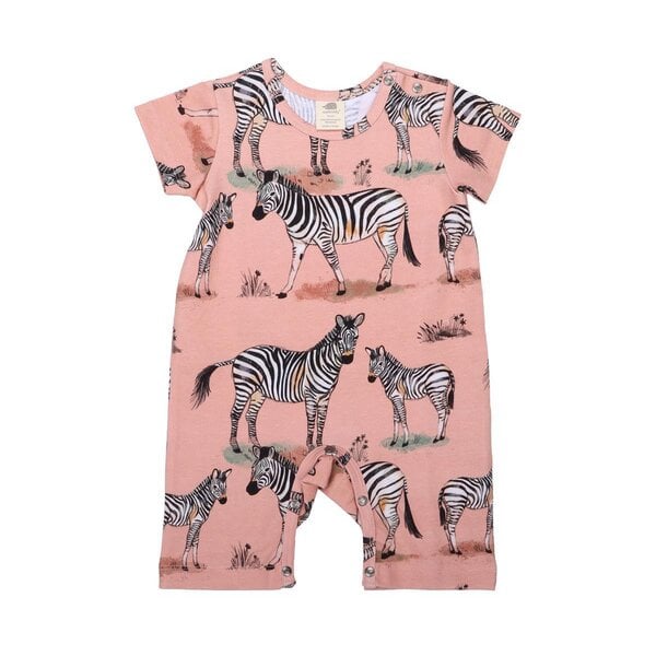 Walkiddy Zebra Family - Rosa - Strampler kurz Arm von Walkiddy