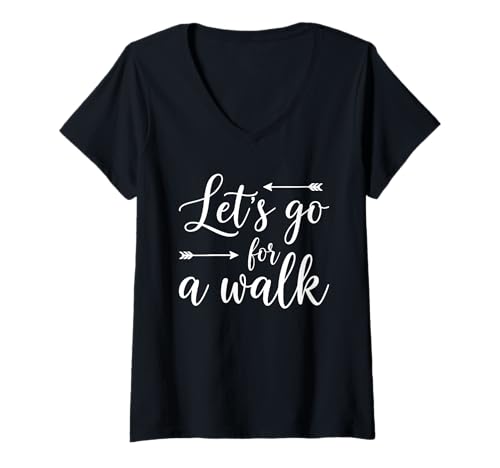 Damen Lass Uns spazieren gehen - Tolle Lauffitness T-Shirt mit V-Ausschnitt Damen Lass Uns spazieren gehen - Tolle Lauffitness T-Shirt mit V-Ausschnitt von Walking Lovers Lets Go For A Walk Saying Apparel