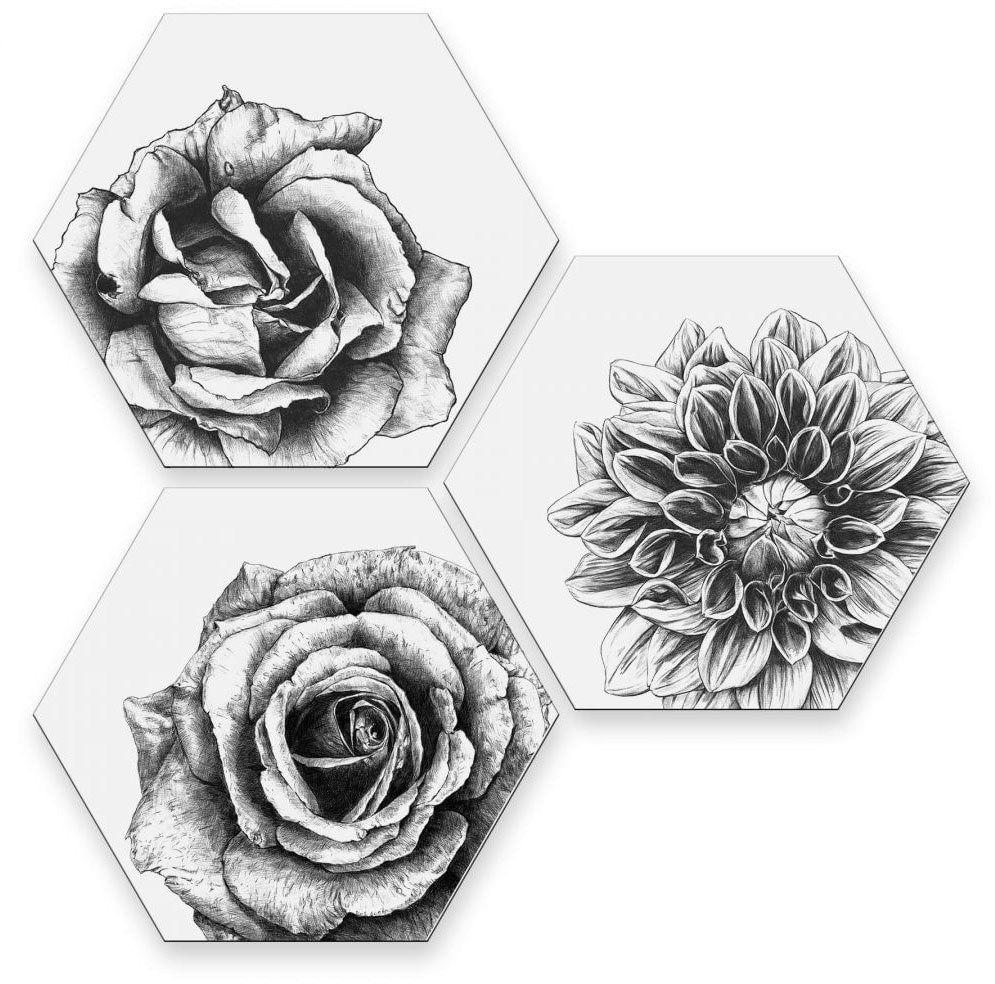 Wall-Art Mehrteilige Bilder "Blumen Collage Floral Deko", (Set, 3 St.) von Wall-Art