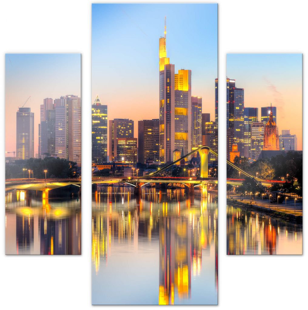 Wall-Art Mehrteilige Bilder "Frankfurter Lichter (3 teilig)", (Set, 3 St.) von Wall-Art