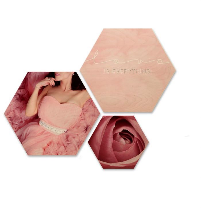 Wall-Art Mehrteilige Bilder "Hexagon Love is everything", (Set, 3 St.) von Wall-Art