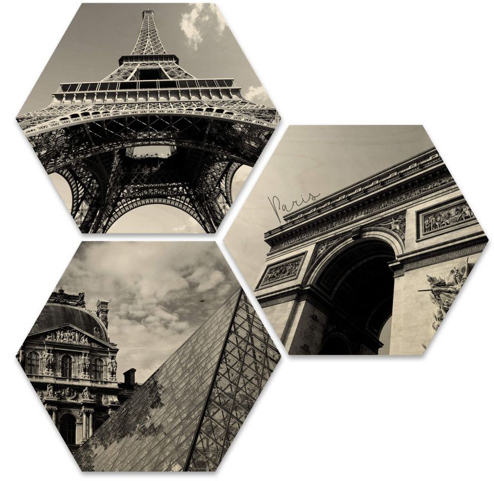 Wall-Art Mehrteilige Bilder "Impression Paris Stadt Collage", Tiere, (Set, 3 St.) von Wall-Art