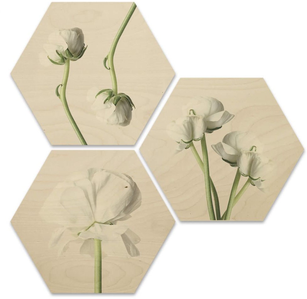 Wall-Art Mehrteilige Bilder "Maiglöckchen Blumen Collage", Schriftzug, (Set, 3 St.) von Wall-Art