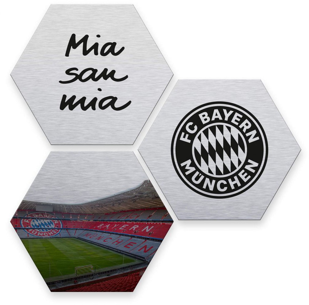 Wall-Art Mehrteilige Bilder "Silber FC Bayern München", (Set, 3 St., Im 3-teiligen Set) von Wall-Art