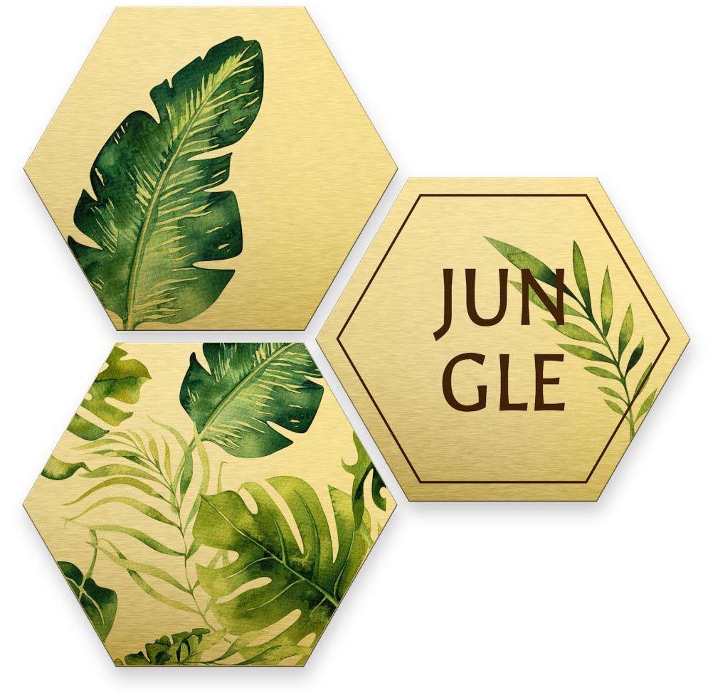 Wall-Art Mehrteilige Bilder "Silbereffekt Jungle Collage", Kinder, (Set, 3 St.) von Wall-Art