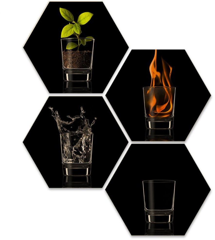 Wall-Art Mehrteilige Bilder "The Four Elements Vier Elemente", Blumen, (Set, 4 St.) von Wall-Art