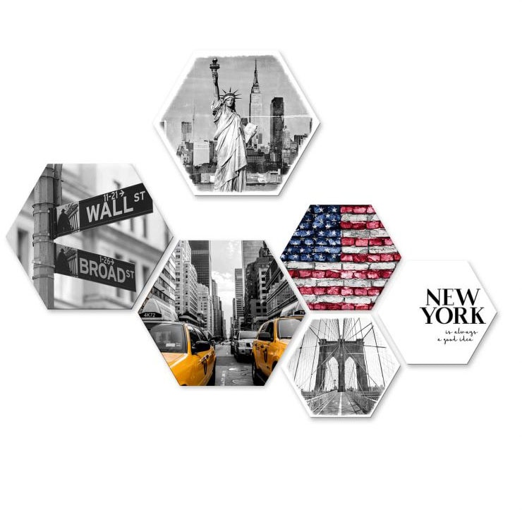 Wall-Art Mehrteilige Bilder "Typisch New York Collage", (Set, 6 St.) von Wall-Art