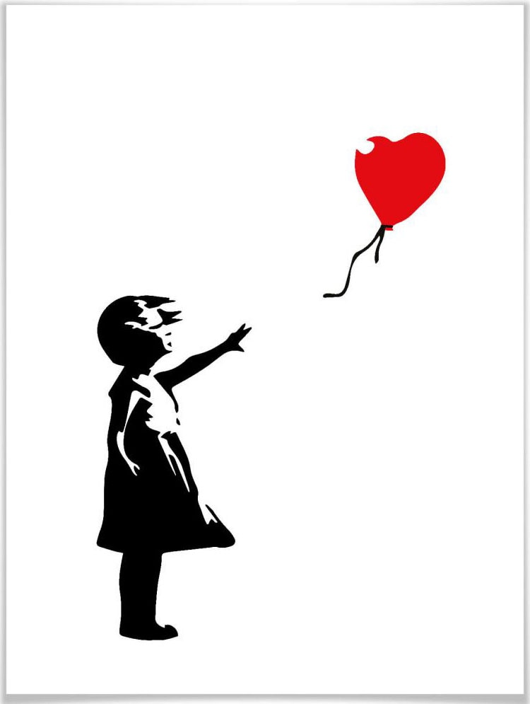 Wall-Art Poster "Graffiti Bilder Girl with the red balloon", Menschen, (1 St.) von Wall-Art