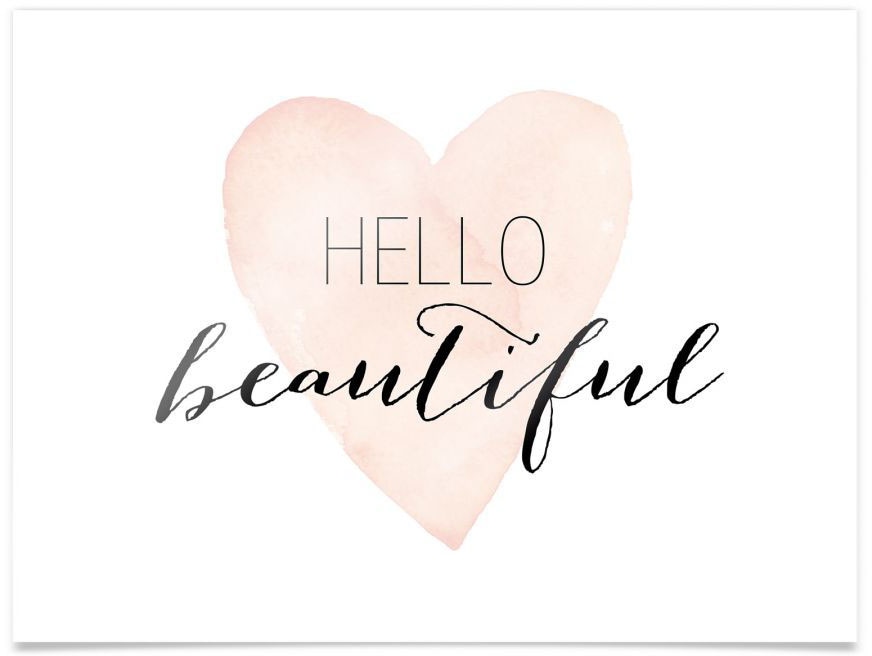 Wall-Art Poster "Hello Beautiful", Schriftzug, (1 St.) von Wall-Art