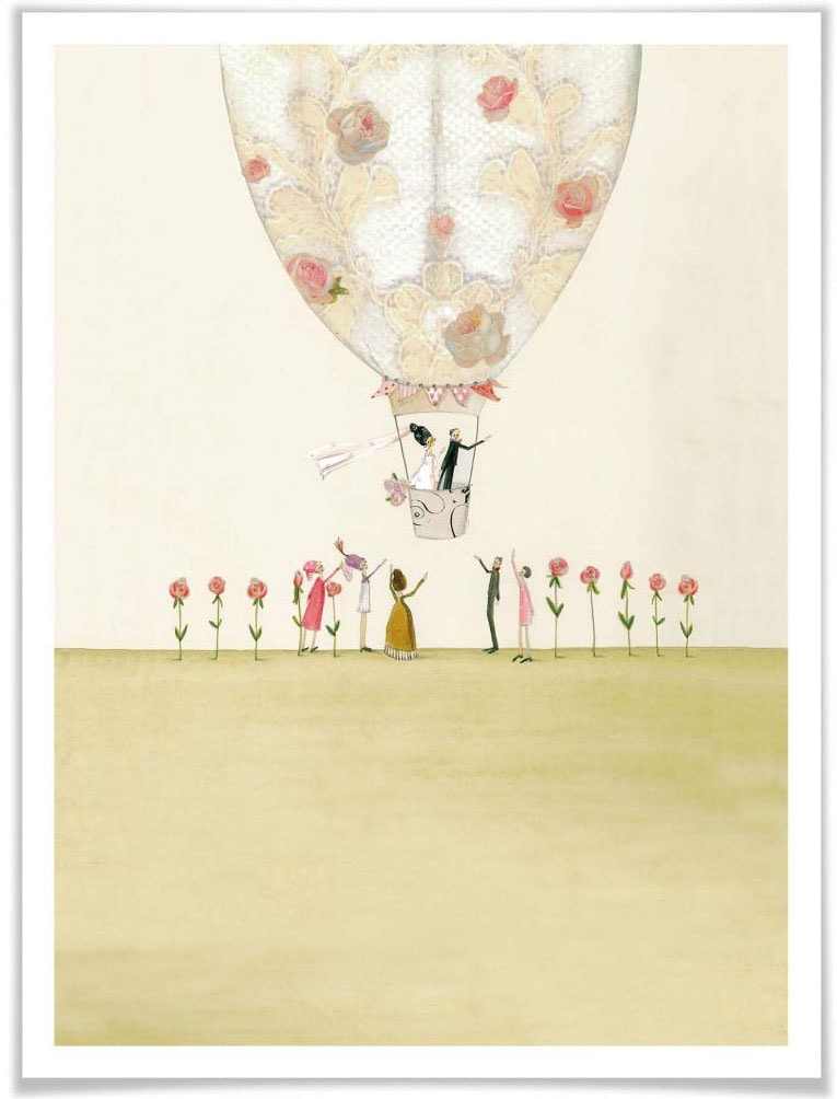 Wall-Art Poster "Hochzeit Deko Heißluftballon", Heißluftballon, (1 St.) von Wall-Art