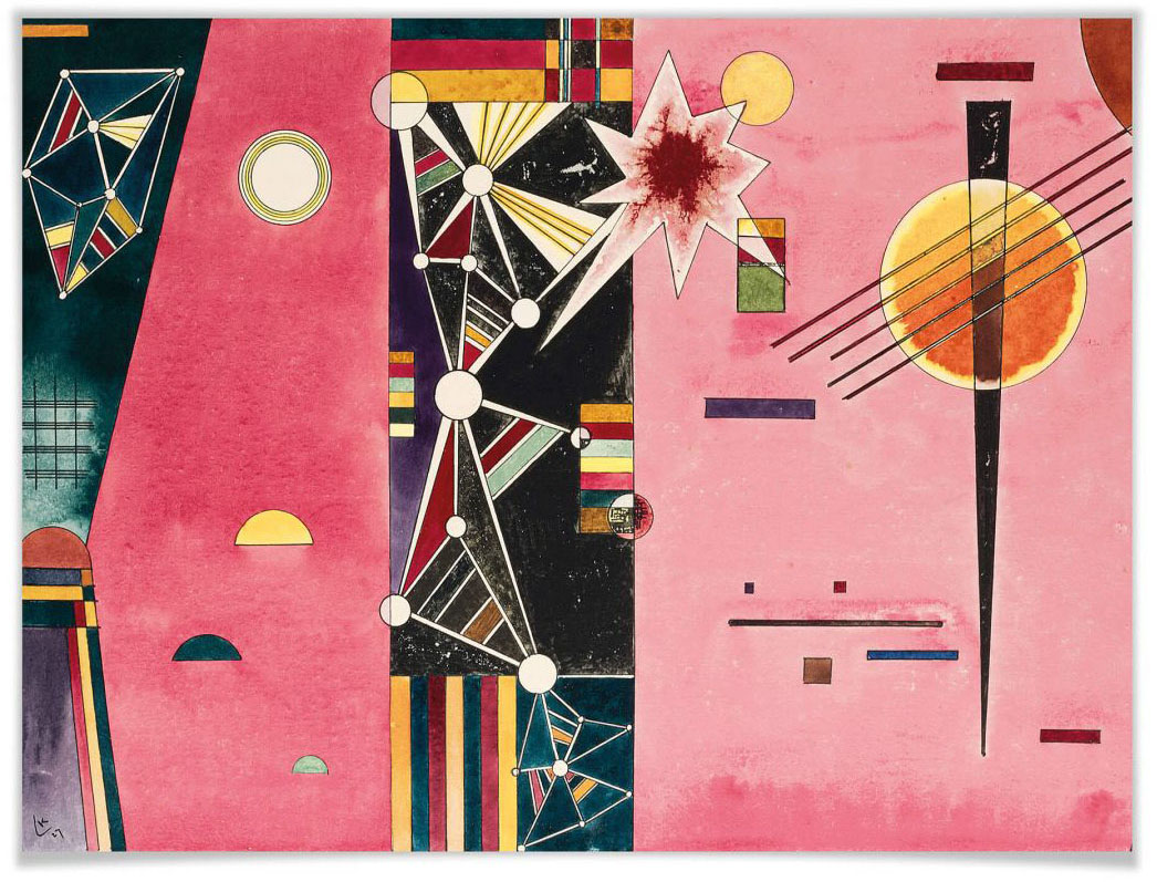 Wall-Art Poster "Kandinsky abstrakte Kunst Rosa Rot", Abstrakt, (1 St.) von Wall-Art