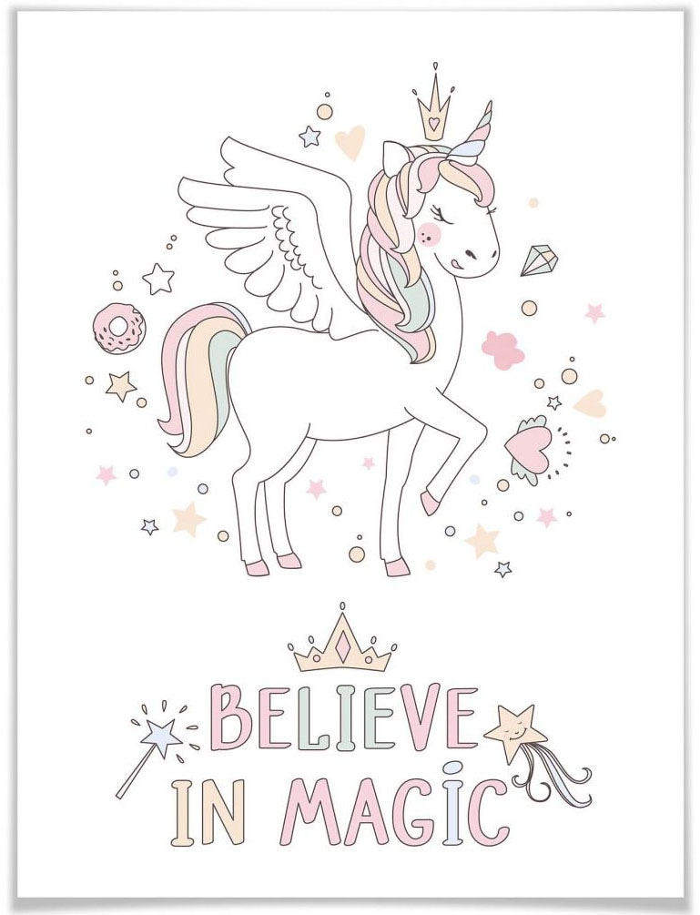 Wall-Art Poster "Kvilis Magie Einhorn Prinzessin", Kinder, (1 St.) von Wall-Art