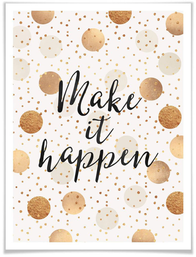 Wall-Art Poster "Make it Happen Dots", Schriftzug, (1 St.) von Wall-Art