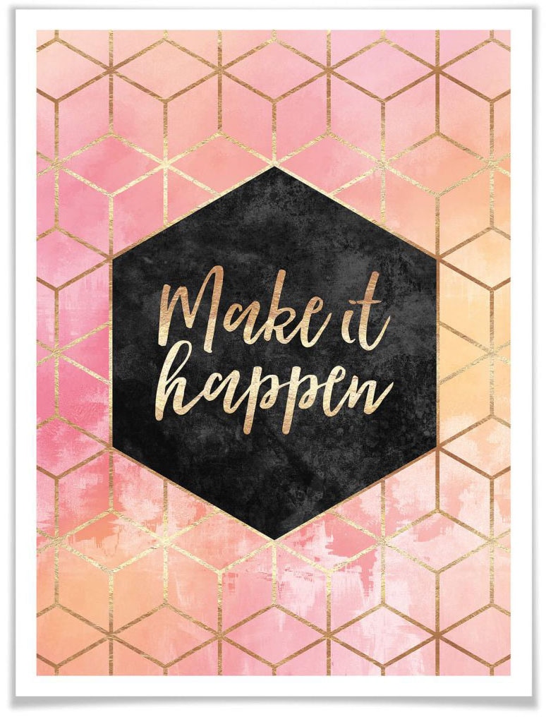 Wall-Art Poster "Make it Happen Gold", Schriftzug, (1 St.) von Wall-Art