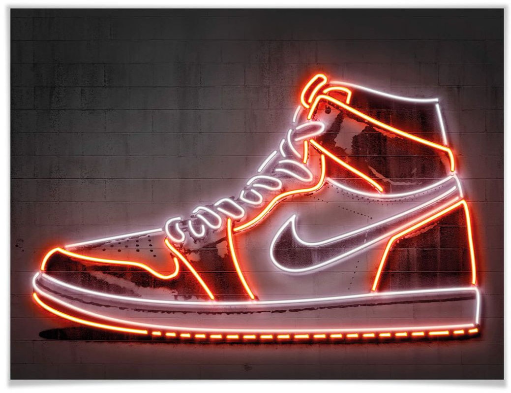 Wall-Art Poster Mielu Nike Schuh Neon Sneaker, Schuh, (1 St.), Poster, Wandbild, Bild, Wandposter von Wall-Art