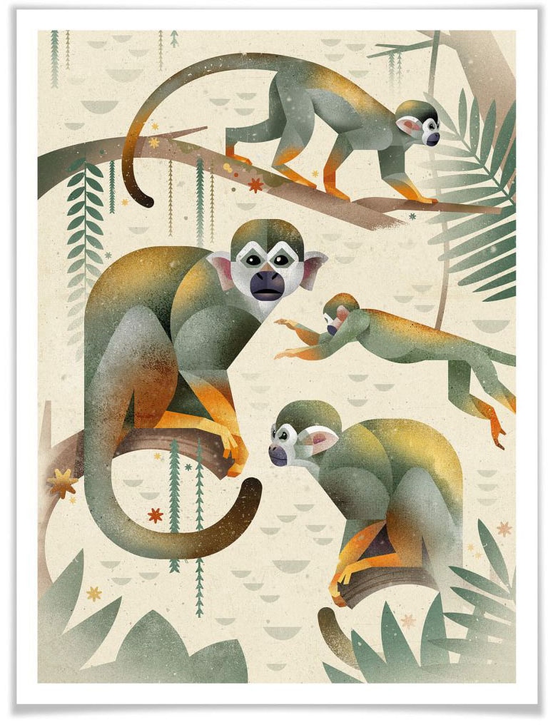 Wall-Art Poster "Squirrel Monkeys", Tiere, (1 St.) von Wall-Art