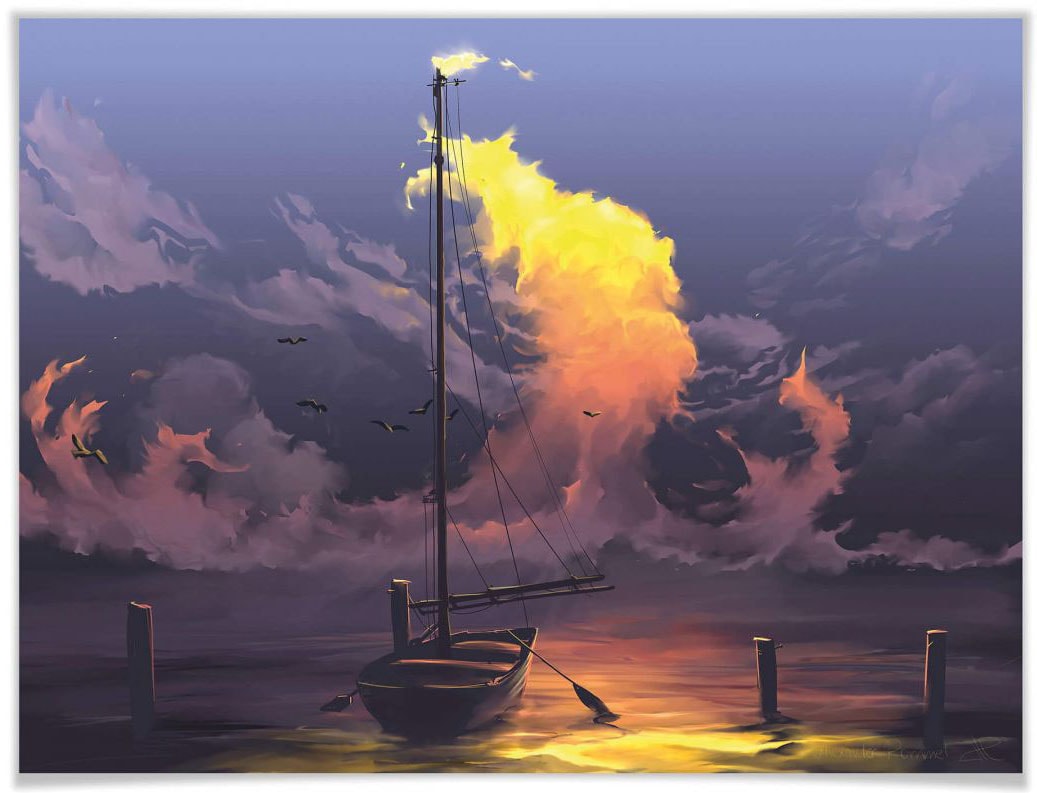 Wall-Art Poster "Surrealismus Bild Segelboot", Boote & Schiffe, (1 St.) von Wall-Art