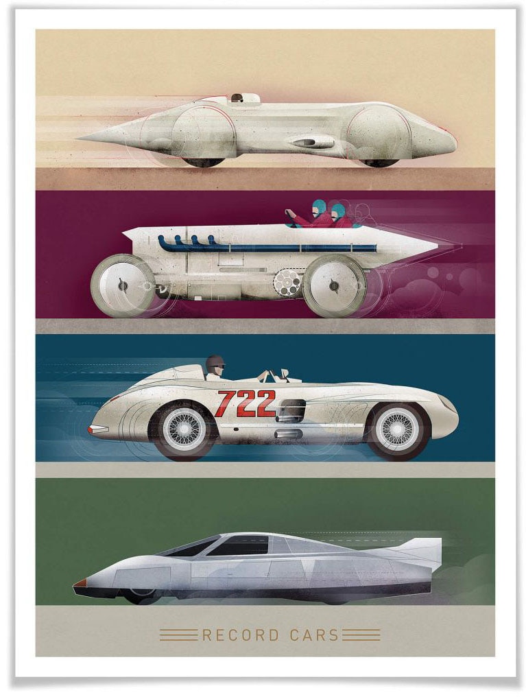 Wall-Art Poster "Vintage Auto Retro Rennwagen", Autos, (1 St.) von Wall-Art