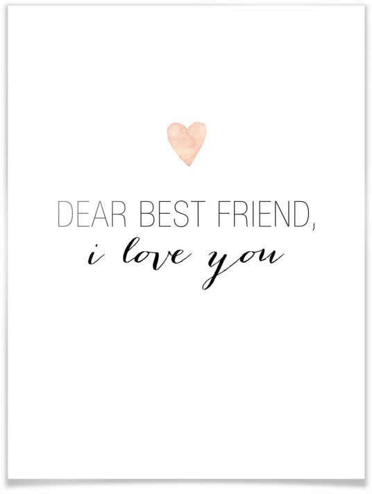 Wall-Art Poster "Zitat Beste Freunde i love you", Schriftzug, (1 St.) von Wall-Art