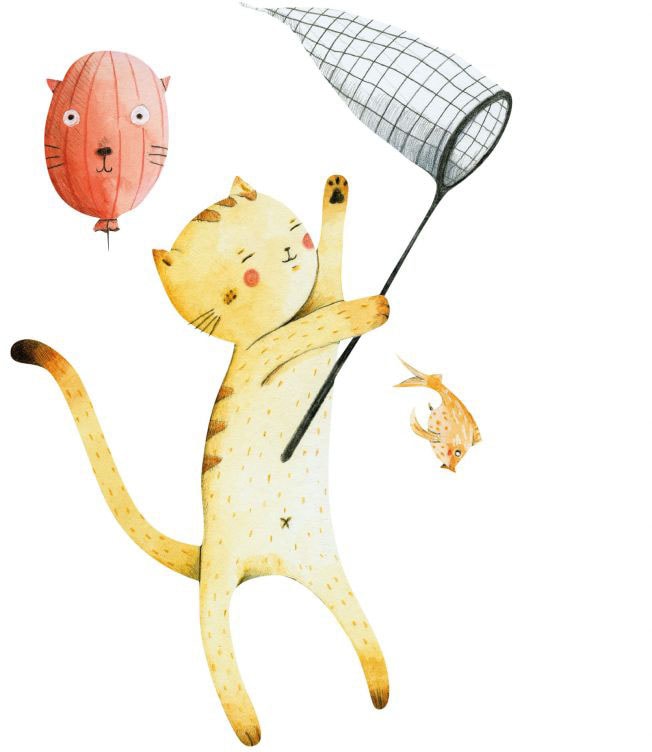 Wall-Art Wandtattoo Bunte Tierwelt Katze mit Ballon, (1 St.) von Wall-Art