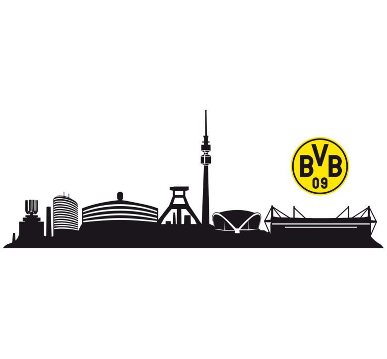 Wall-Art Wandtattoo "Fußball BVB Skyline mit Logo", (1 St.) von Wall-Art