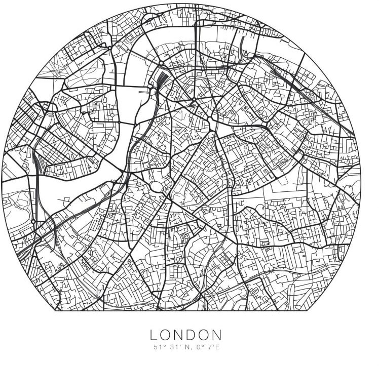 Wall-Art Wandtattoo "London Stadtplan selbstklebend", (1 St.) von Wall-Art