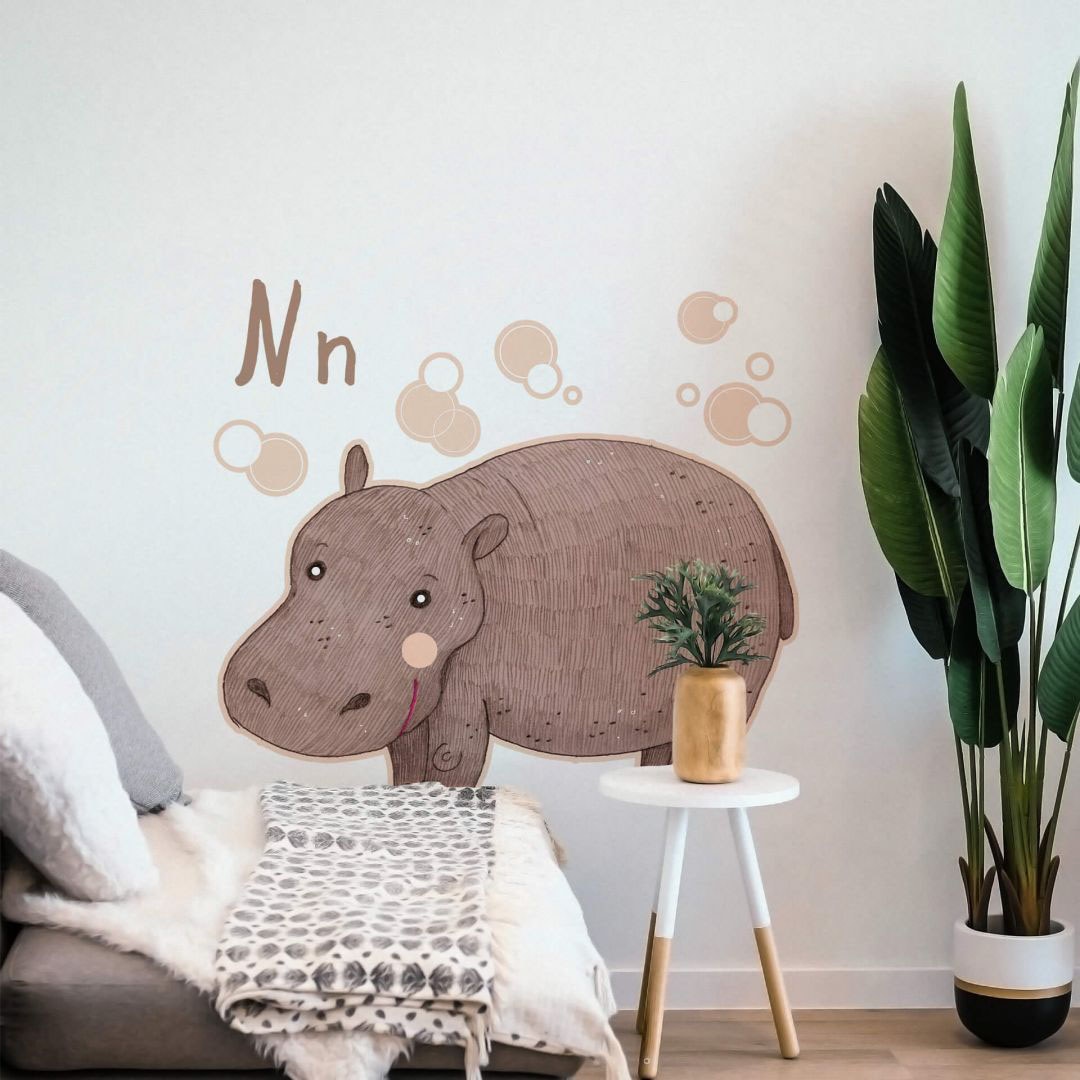 Wall-Art Wandtattoo "Nilpferd Hippo Buchstabe N", (1 St.) von Wall-Art