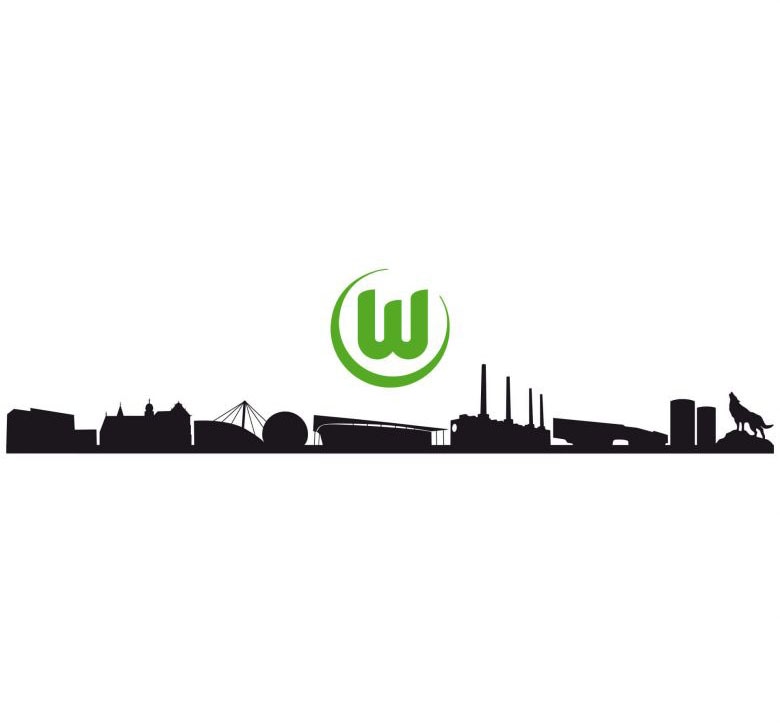 Wall-Art Wandtattoo "VfL Wolfsburg Skyline mit Logo", (1 St.) von Wall-Art