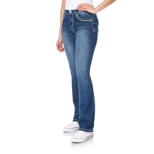WallFlower Damen Legendary Bootcut-Jeans mit mittlerer Leibhöhe und Insta Stretch für Jugendliche (Standard- und Übergröße), Keller, 50 Mehr Lange von WallFlower