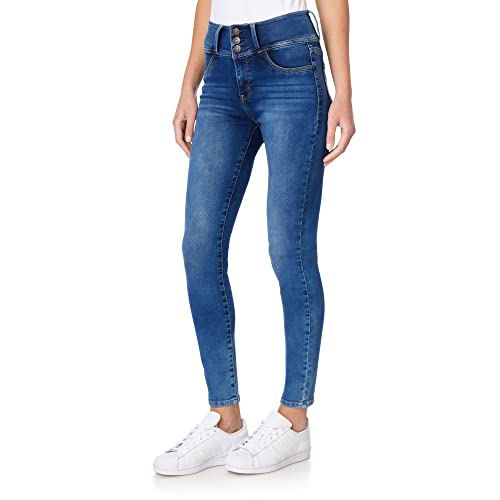 WallFlower Women's High-Waisted InstaSoft Sassy Skinny Jeans, Kelly, 11 Short von WallFlower