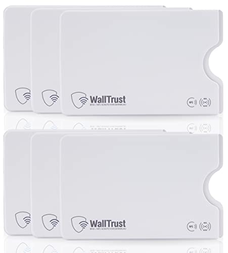 WallTrust RFID NFC Blocker Hartplastik Schutzhülle - 7 Stück - Kartenschutzhülle für Kreditkarten Ausweis - weiß - Sicherheit gegen Datenklau Kartenhülle und EC Karten Bankkarten von WallTrust