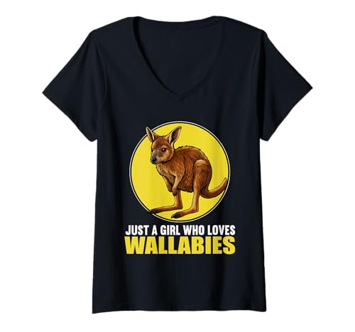 Damen Wallabys Wallaby T-Shirt mit V-Ausschnitt Damen Wallabys Wallaby T-Shirt mit V-Ausschnitt von Wallabys Wallaby Tier Shop