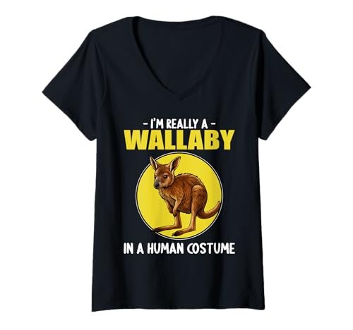 Damen Wallabys Wallaby T-Shirt mit V-Ausschnitt Damen Wallabys Wallaby T-Shirt mit V-Ausschnitt von Wallabys Wallaby Tier Shop