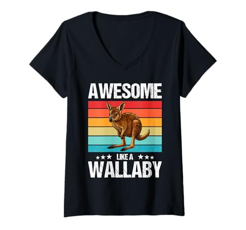 Damen Wallabys Wallaby T-Shirt mit V-Ausschnitt Damen Wallabys Wallaby T-Shirt mit V-Ausschnitt von Wallabys Wallaby Tier Shop