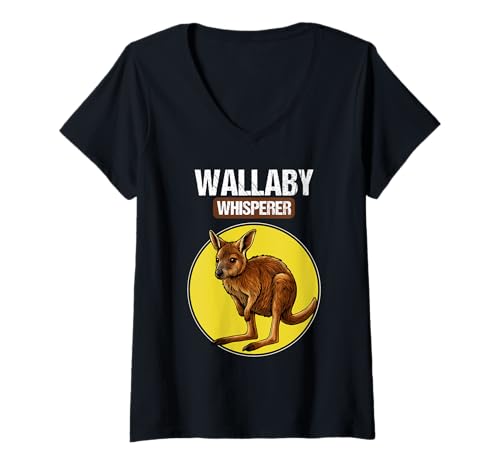 Damen Wallabys Wallaby T-Shirt mit V-Ausschnitt Damen Wallabys Wallaby T-Shirt mit V-Ausschnitt von Wallabys Wallaby Tier Shop