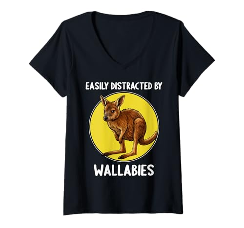 Damen Wallabys Wallaby T-Shirt mit V-Ausschnitt Damen Wallabys Wallaby T-Shirt mit V-Ausschnitt von Wallabys Wallaby Tier Shop
