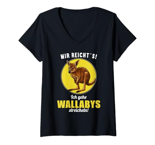 Damen Wallabys Wallaby T-Shirt mit V-Ausschnitt Damen Wallabys Wallaby T-Shirt mit V-Ausschnitt von Wallabys Wallaby Tier Shop