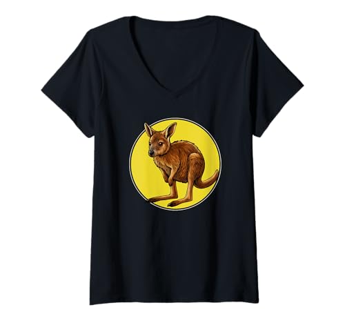 Damen Wallabys Wallaby T-Shirt mit V-Ausschnitt Damen Wallabys Wallaby T-Shirt mit V-Ausschnitt von Wallabys Wallaby Tier Shop