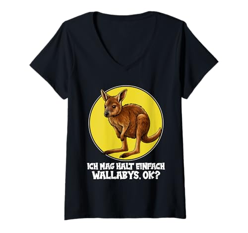 Damen Wallabys Wallaby T-Shirt mit V-Ausschnitt Damen Wallabys Wallaby T-Shirt mit V-Ausschnitt von Wallabys Wallaby Tier Shop