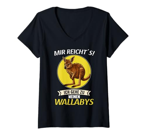 Damen Wallabys Wallaby T-Shirt mit V-Ausschnitt Damen Wallabys Wallaby T-Shirt mit V-Ausschnitt von Wallabys Wallaby Tier Shop