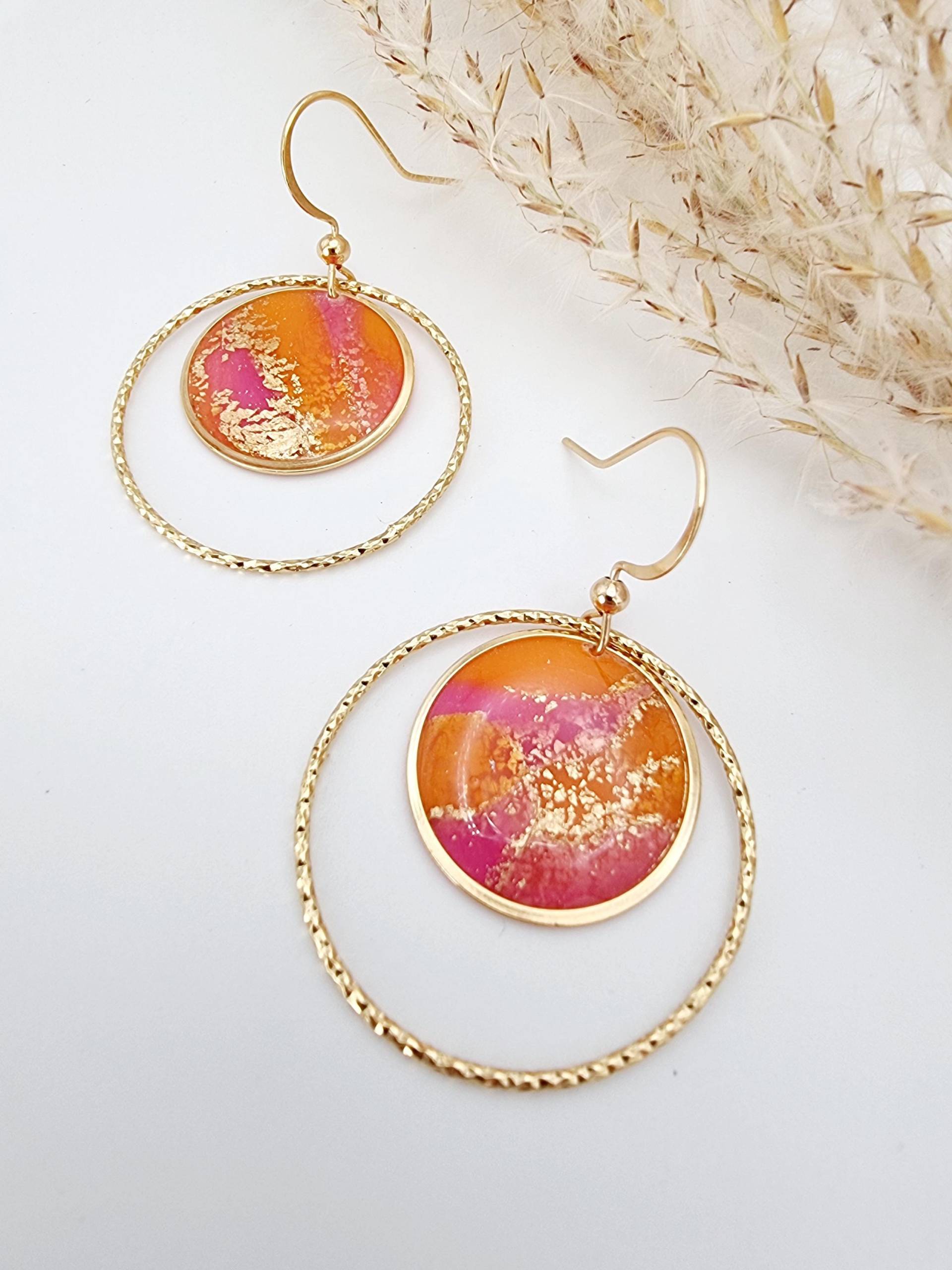 Hängeohrringe Pink-Orange Hängeohrringe Pink-Orange von WallisKunstwerkstatt