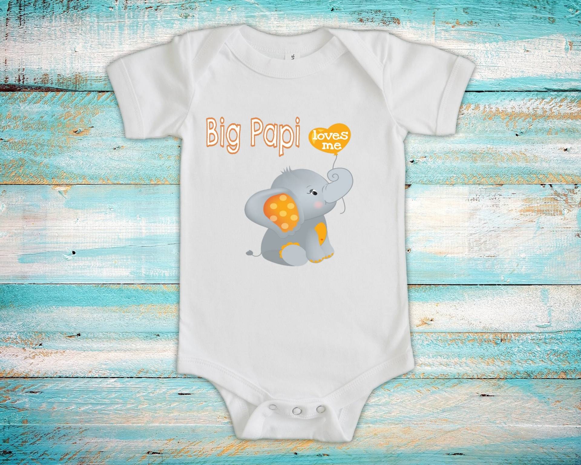 Big Papi Loves Me Opa Name Elefant Baby Body, Tshirt Oder Kleinkind Shirt Besonderes Großvater Geschenk Schwangerschaft Ankündigung von WalltoWallMall
