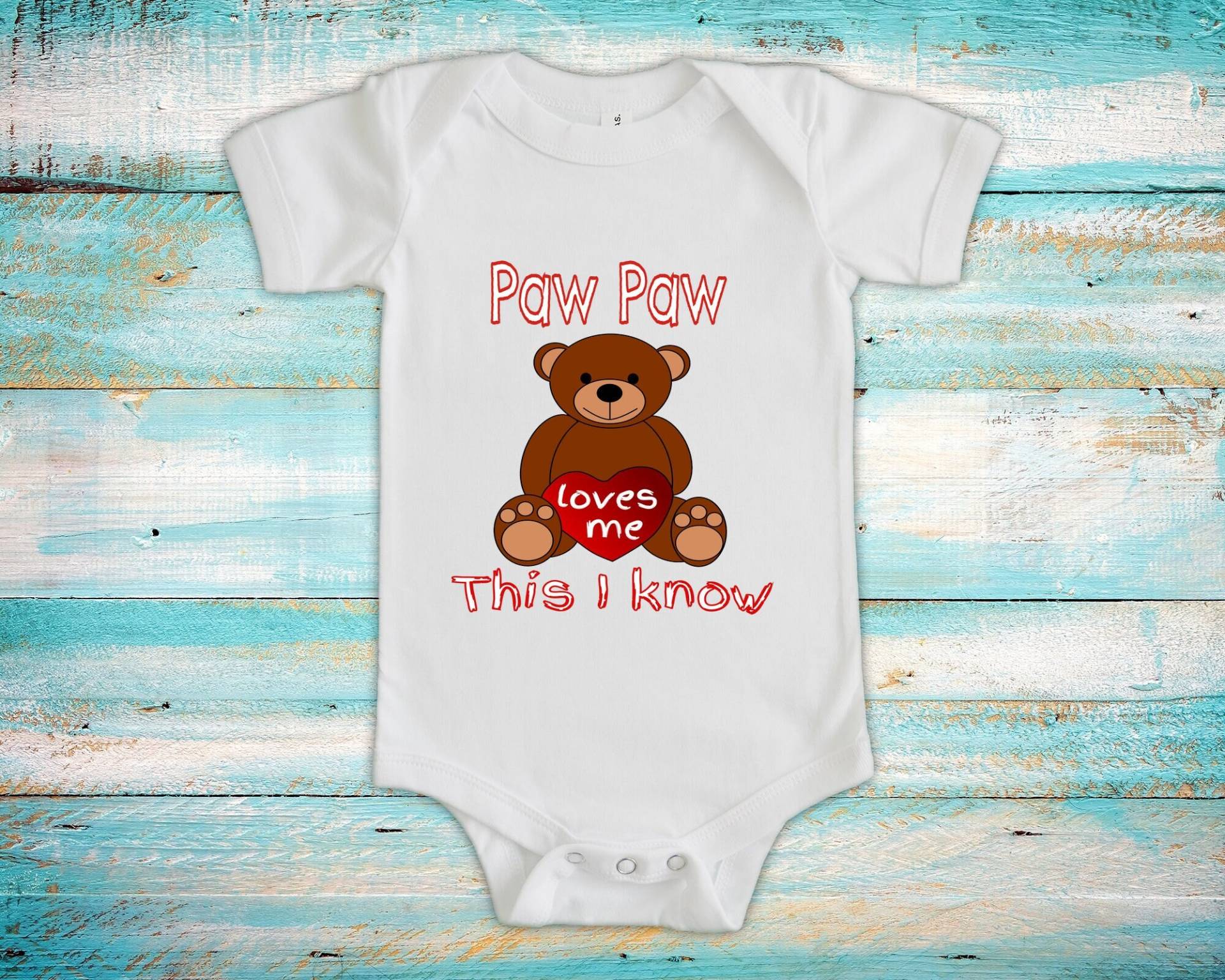 Paw Loves Me Süßer Opa Name Bär Baby Body, Tshirt Oder Kleinkind Shirt Besonderes Großvater Geschenk Schwangerschaft Ankündigung von WalltoWallMall