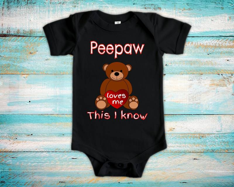 Peepaw Loves Me Süßer Opa Name Bär Baby Body, Tshirt Oder Kleinkind Shirt Besonderes Großvater Geschenk Schwangerschaft Ankündigung von WalltoWallMall