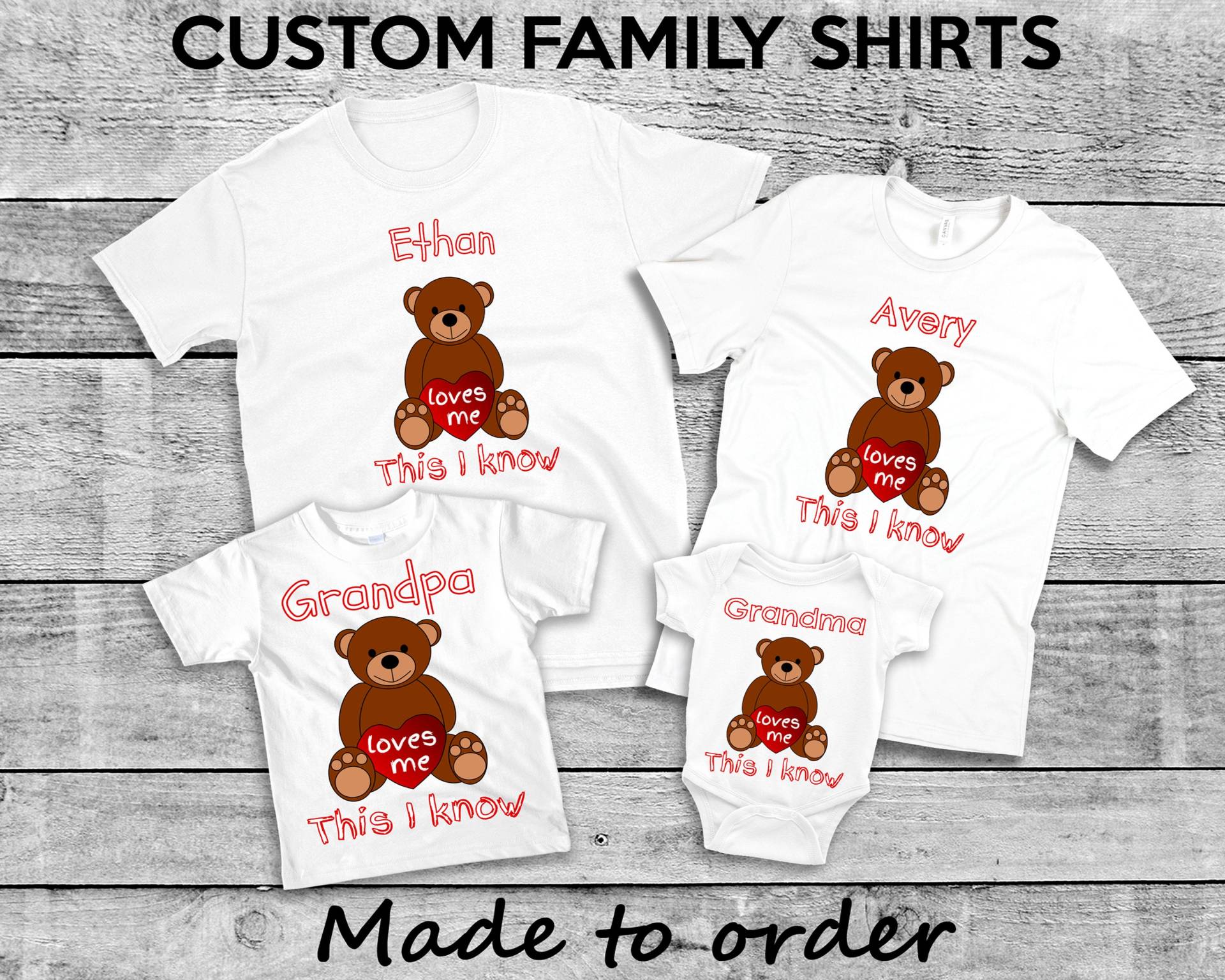 Personalisierter Name Personalisiert Familienhemden " Loves Me This I Know Teddybär Für Einzigartige Mama Papa Enkel Opa Oder Oma Geschenke von WalltoWallMall