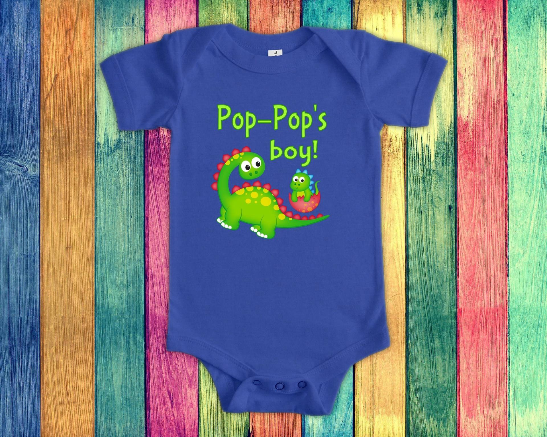 Pop-Pops Junge Niedlicher Opa Name Dinosaurier Baby Body, Tshirt Oder Kleinkind Shirt Für Ein Besonderes Großvater Geschenk Schwangerschaft von WalltoWallMall