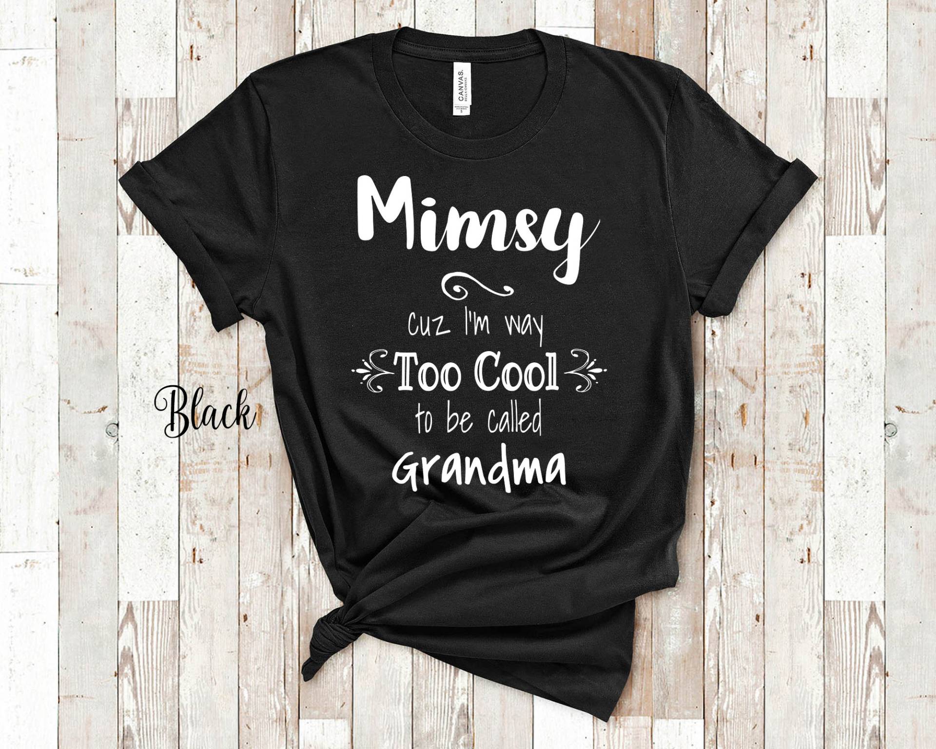 Too Cool Mimsy Oma Tshirt Besondere Großmutter Geschenkidee Für Muttertag, Geburtstag, Weihnachten Oder Schwangerschaft Offenbaren Ankündigung von WalltoWallMall